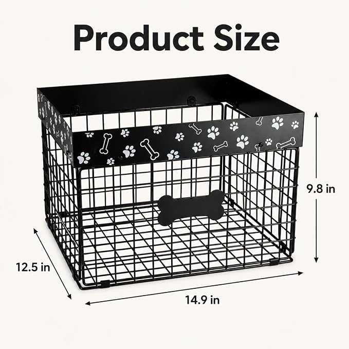 Metal Dog Toy Basket for Living Room, Foldable Dog Toy Storage Bin with Personalized Bone Label, Chew Resistant Pet Toy Organizer Basket, Durable Wire Dog Toy Box for Balls, Ropes, Plush Toys - Image 7