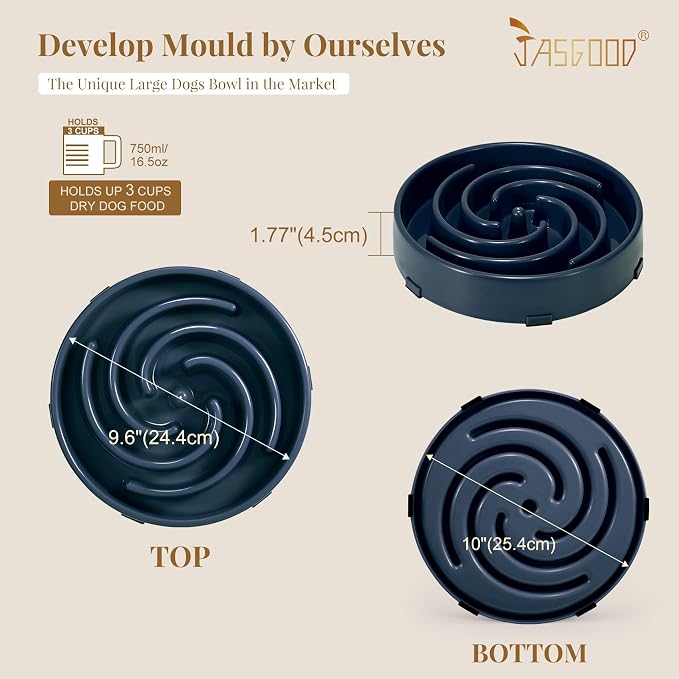 JASGOOD Slow Feeder Dogs Bowl for Large Medium Dogs,Anti-Gulping Pet Slower Food Feeding Bowls Stop Bloat,Preventing Choking Healthy Design Dogs Bowl - Image 7