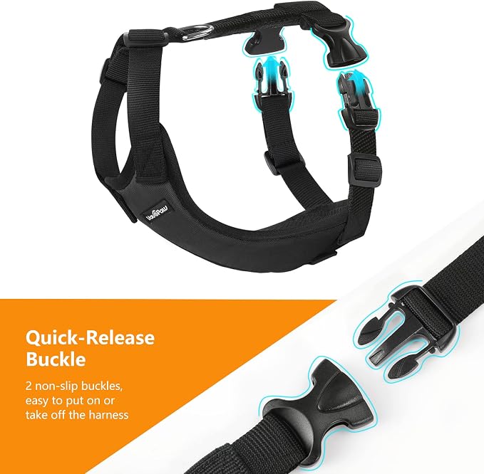 VavoPaw Dog Seat Belt Vest Harness for Car, 2 in 1 Seatbelt Buckle | Soft Breathable Mesh, Adjustable Buckle, Nylon, Heavy Duty Pet Safety Seat Belts for Small Medium Large Pets, Black, XXL - Image 5