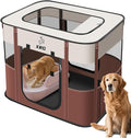 XRG Foldable Pet Playpen,Indoor Cat cage Puppy Crates M(31.5"x23.6"x21.7") | Portable Dog Crates with Upgrade Breathable Mesh，Sturdy Cat Kennel Indoor & Outdoor for Rabbit or Small Animals,Brown by XRG