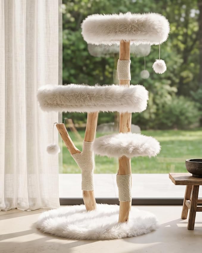 Real Branch Cat Tree, Natural Wood Cat Tower for Indoor Cats | Real Tree Branches no Processed Wood, 44 lbs Capacity, Premium Faux Fur Perches, 23.6" Anti-Tip Base, 30-Min Assembly - Image 8