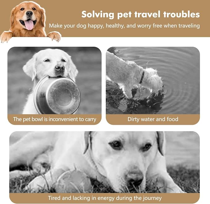 Collapsible Dog Bowls, Travel Food and Water Double Bowl for Cats & Dogs, 2-in-1 Portable BPA-Free Feeding Solution, Perfect for Traveling, Camping & Walking (L/ 100oz) - Image 2
