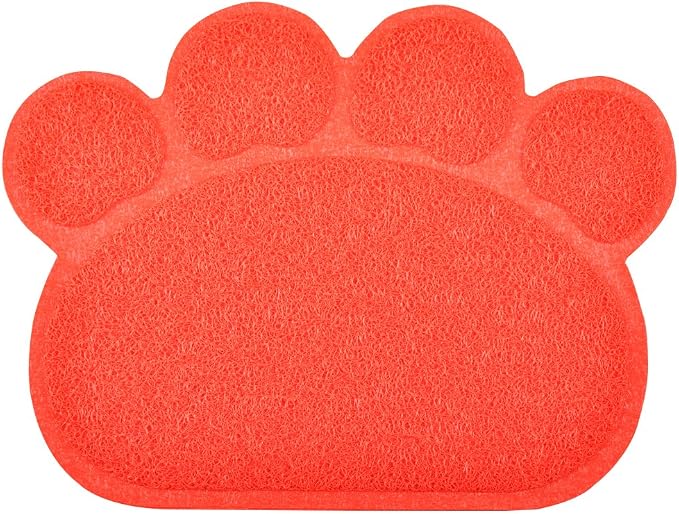DM Paw-Shaped Cat Litter Box Mat, Scarlet, 15.75x11.75 Inches, 1 Count by DMWirelessCarCharger