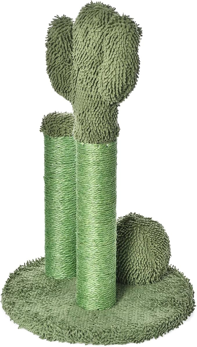 Amazon Basics Cat Scratching Post, Indoor Cactus Triple Posts for Cats & Kittens with Dangling Ball, Large, 27"H, Green - Image 3