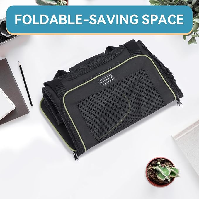 PETSFIT Pet Carrier Airline Approved with Extendable Mat, Dog Carriers for Small Dogs, TSA Approved Pet Carrier, Puppy Carrier for Small and Medium Cats Under 12 Lbs, Black | Airline Approved, Extendable Mat, TSA Approved, For Dogs & Cats Under 12 Lbs - Image 6