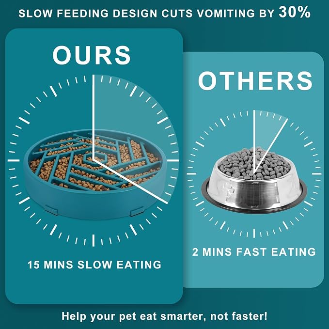 TOBYTO Slow Feeder Dog Bowls Large Medium Breed,Anti-Choking Slow Eating Dog Food Bowl,Non Slip Pet Slower Food Feeding Bowls Large Puzzle Slow Feeder Bloat Stop Maze Dog Dishes,Dark Green - Image 4