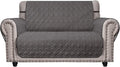 Ameritex Loveseat Cover Water-Resistant Quilted Furniture Protector with Back Nonslip Paws Slipcover for Dogs, Kids, Pets Loveseat Slipcover Stay in Place for Leather (46", Dark Grey) by Ameritex