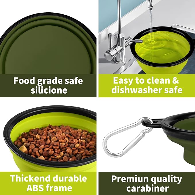 COOYOO Collapsible Dog Bowl,2 Pack Collapsible Dog Water Bowls for Cats Dogs,Portable Pet Feeding Watering Dish for Walking Parking Traveling with 2 Carabiners - Image 4