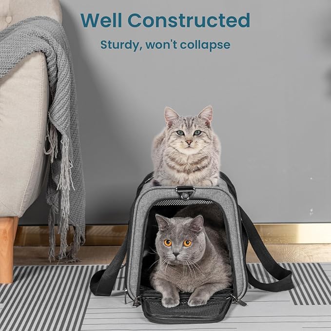 PETSFIT Large Cat Car Carrier,19 x 12 x 12 | Roomy Escape-Proof Cat Car Seat, Safe Driving, Lockable Zippers & Safety Tether, Soft-Sided Travel Carrier - Image 7
