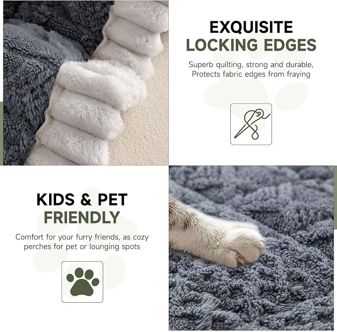 OTOB Couch Cover for Dogs Washable Pet Friendly, Non Slip Plush Fuzzy Love Seat Couch Covers Sofa Slipcovers, Geometric Jacquard Soft Pet Cushion Mat Protector All Seasons, (Dark Gray, 27.6" x 59.1") - Image 4