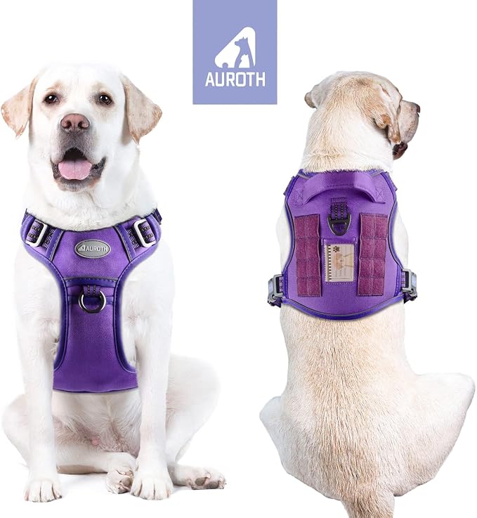 AUROTH Tactical Dog Harness Medium Sized Dog No Pull Adjustable Dog Vest | Heavy Duty with Handle, Breathable Padded, Reflective, Military K9, Easy Control for Working Traning, Army Yellow, Mediun - Image 2