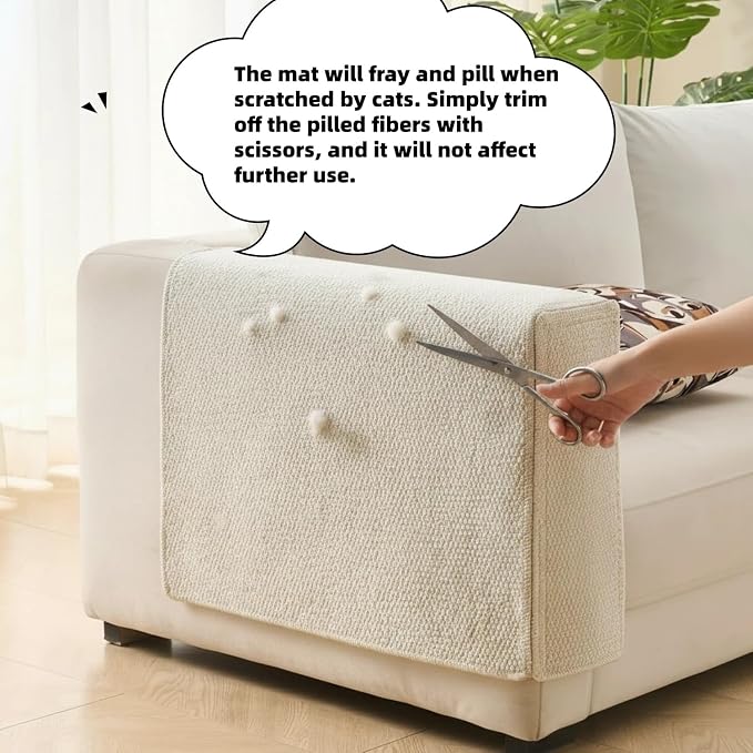 SHENGOCASE Cat Scratch Pad Couch Sofa Armrest Protector, Scratcher Cover for Couch Corner, Carpet Scratching Post (7.1") - Image 8