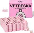 VETRESKA Cherry Blossom Scented Dog Poop Bags, Leak Proof, 540 Counts | Extra Thick and Large Pet Waste Bags for Dogs Walking and Cat Litter, 36 Rolls by VETRESKA