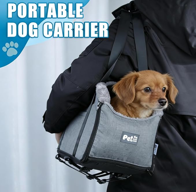 Pet Car Center Console Elevated Armrest Car Seat for Small Puppy, Dogs & Cats (Up to 10 lbs) – Dark Gray Washable Plush Carrier with Safety Leash, Fits Front Vehicle Console Space (Grey) - Image 7