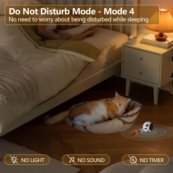 Cat Toys Ball, Smart Motion Sensor Moving Ball with 4 Sounds& 3 Speed Modes | Interactive Automatic Cat Toy for Indoor Cats,Fast Rolling Motion Activated Chirping Stimulating Light, 2 Feather Refill - Image 4