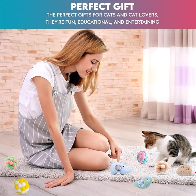 9 Pack Catnip Toys for Cats – Interactive Cat Toys for Indoor Cats & Kittens, Variety Bundle with Plush Animals & Catnip Balls, Fun Kitten Enrichment Toys Set - Image 6