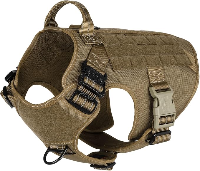 ICEFANG Tactical Dog Harness,X-Large Size, 2X Metal Buckle,Working Dog MOLLE Vest with Handle,No Pulling Front Leash Clip,Hook and Loop Panel by ICEFANGDIRECT