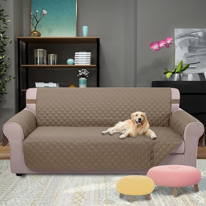 U-NICE HOME Large Sofa Cover Reversible Couch Cover for Dogs, Taupe | 78''Oversized, Washable, Pet Friendly, Elastic Straps, Water Repellent, Furniture Protector Mat for 3 Cushion Couch - Image 2