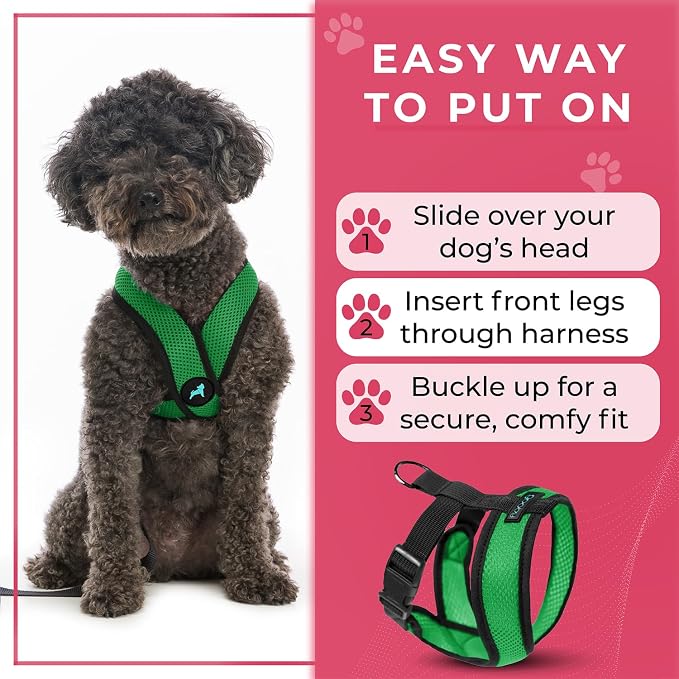 Gooby Comfort X Head-in Dog Harness, Choke-Free, Hunter Green, Medium | Patented choke-free X-frame; Secure head-in fit; Lightweight breathable mesh; Back metal D-ring; Machine washable - Image 6