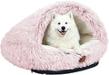 YooxArmor Round Covered Cat Bed Cave Dog Bed for Small Medium Pets,Pink,M | Cozy,Washable,Windproof,Hooded Cat Bed Cave,Self Warming Anti-Anxiety House with Fluffy Cover by YooxArmor