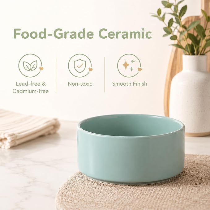 Havniva Ceramic Dog Bowls Elevated, Raised Dog Food Bowl for Small Dogs | 6.1” Elevated Dog Bowls, Non-Slip Wood Stand, Dog Food and Water Bowl Set, Dog Feeding Dish, Large Capacity Pet Water Bowl - Image 3