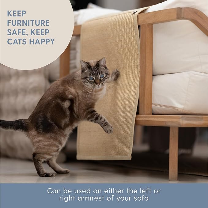 The Cat Ladies Cat Scratch Furniture Protector Mat - Couch Protector from Claws - Anti Scratch Furniture Protectors from Cats Scratching - Sisal Scratcher Pad - Beige - Image 2