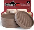 Furniture Coasters - 4 Pcs 4”Round Furniture Caster Cups - Non Slip Pads Hardwoods Floors Non Skid Furniture Grippers Rubber Furniture Feet - Anti Slide Floor Protector for Bed Couch Stoppers Brown by Yelanon