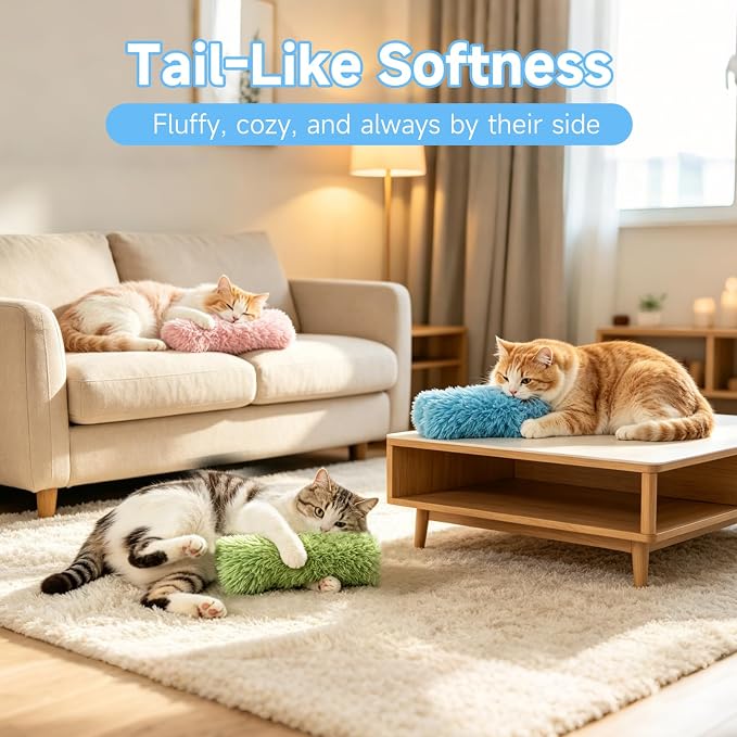 WOUSEDO Cat Toys Pillows 3 Pack, Interactive Kicker Toy with Catnip | Soft and Durable Plush Toys with Crinkle Sound, Promotes Cat Exercise, Companion for Indoor kitten Toy - Image 2