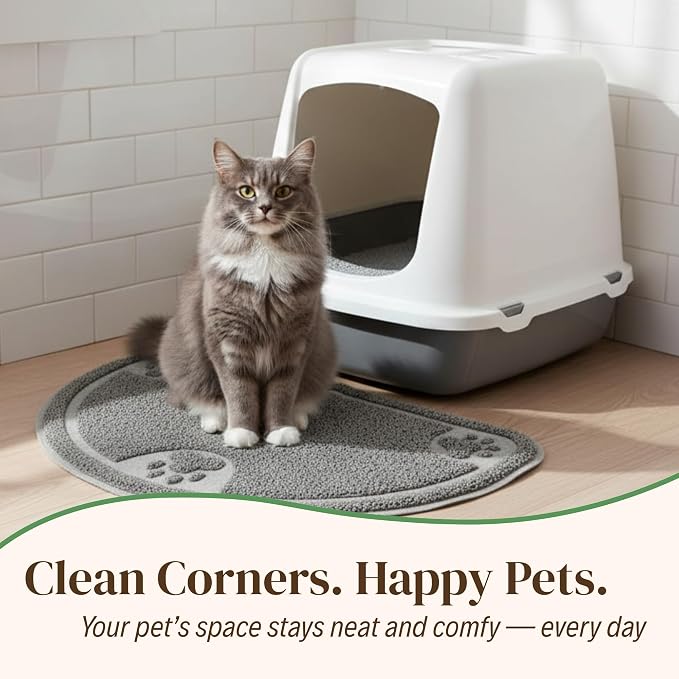 Evelots Small Cat Litter Trap Mat, Waterproof, Non-Slip, Washable, Gray | Soft absorbent mat traps litter and mess, protects floors from urine and moisture, stays in place and is machine washable. - Image 4