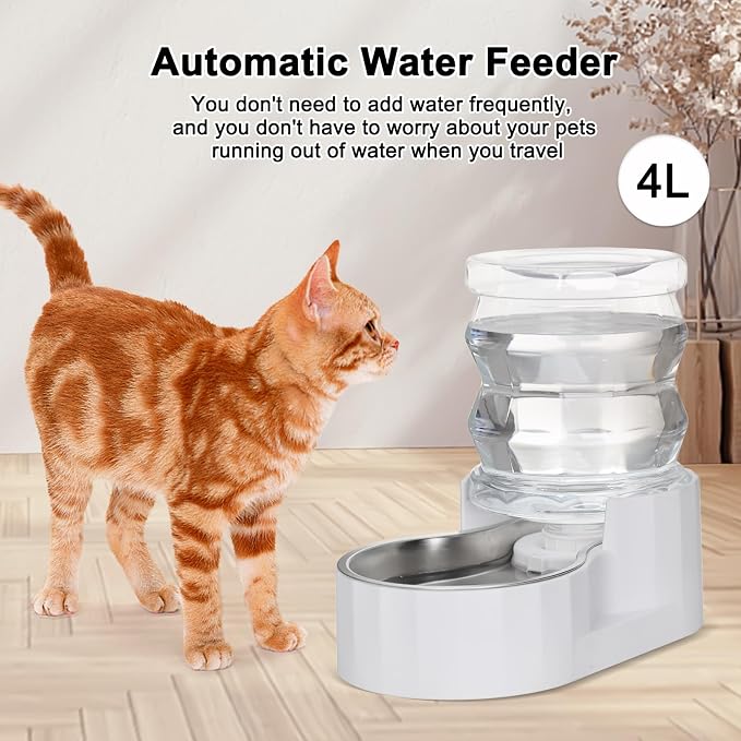 RIZZARI 4L Gravity Cat Water Dispenser: Filtered Water for Kittens | Apartment-Friendly Size/Cleaner Water Every Day/Perfect for Small Pets/Less Frequent Refills/Quick Daily Cleaning - Image 2