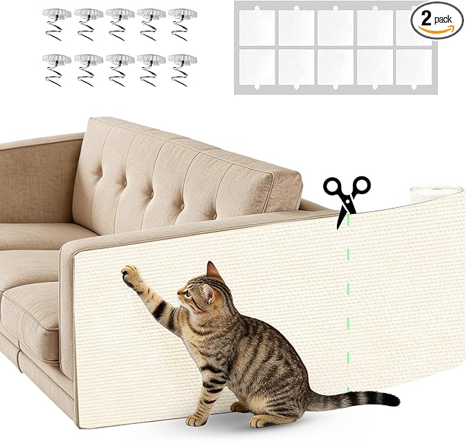 78.7" x 15.8" Cat Scratch Furniture Protector | Trimmable DIY Self-Adhesive Strong Adhesion, Won't Fall Off, Easy to Use, Leaves No Residue, for Couch, Sofa, Wall & Door by Unknown