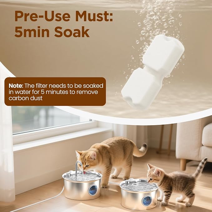GIOTOHUN Cat Water Fountain Filter Replacement: 24 Cat Fountain Filter - 24 Pet Fountains Filters - 12 Filters & 12 Sponges - Suitable for ATMZIQXR GIOTOHUN KOOGMOON UMOCUOY IHOUONE HOOISE - Image 3