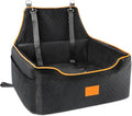 XIEEAOZEE Dog Car Seat for Large/Medium Dog, Booster Seat for Dogs Under 55Lbs or 2 Small, Detachable and Washable Travel Pet Seat with Thick Cushion and Storage Pockets (Black) by XIEEAOZEE