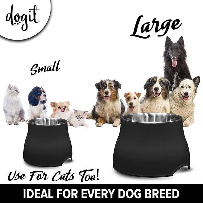 Dogit Elevated Dog Bowl, Stainless Steel Dog Food and Water Bowl for Small Dogs, Black, 73744 - Image 7