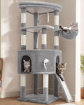 Cat Tree, 61 Inch Tall Cat Tower, Diamond-Shaped Cat Cave VCT001W | Cat Condo with Wide Top Perch & Basket, Sturdy Scratching Post, Interactive Toy for Large Indoor Cats, Light Gray by VibrissiaHome
