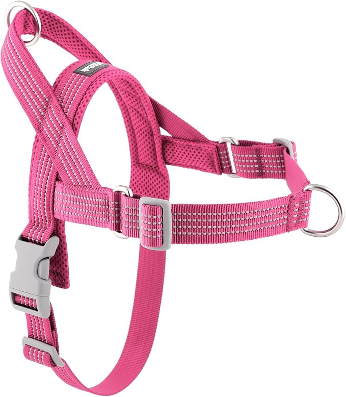 No Pull Dog Harness with Handle, Adjustable Soft Mesh Padded Vest | Reflective Walking Harness with Front Clip for Small Medium Large Dogs, Quick Fit No Escape for Training, Pink, XL by Fortheloveofpets