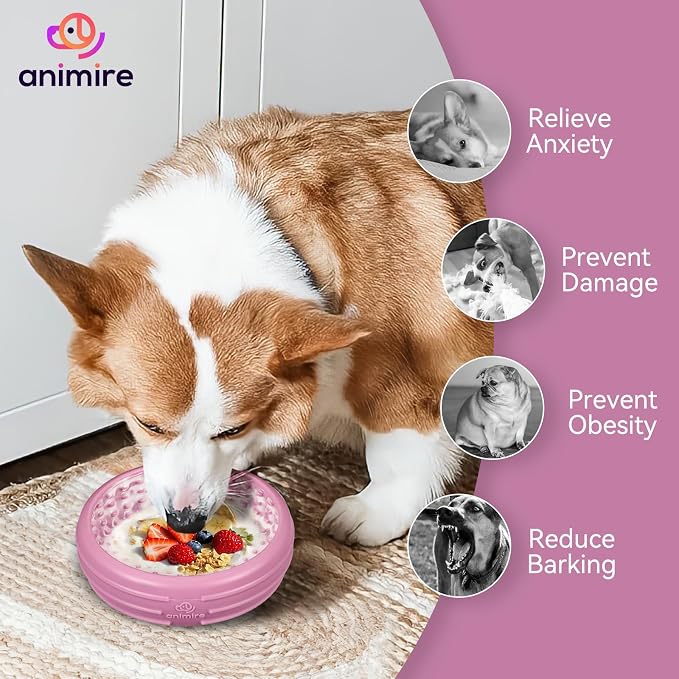 Dog Lick Bowl, Animire Freeze Lick Mat for Dogs, Non-Slip Slow Feeder Licking Bowl Enrichment Treat for Distraction Anxiety Relief, Food Grade Silicone, Dishwasher Safe(Pastel Purple,S) - Image 7