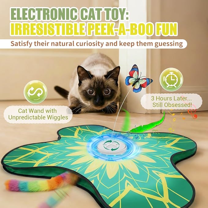 Interactive Cat Toys For Indoor Cats, Rechargeable Touch Automatic Cat Toy | Dual Wands Design, Sound On/Off Control, Non-Slip Suction Cups, Electronic Hide And Seek For Bored Kittens & Adult Cats - Image 2