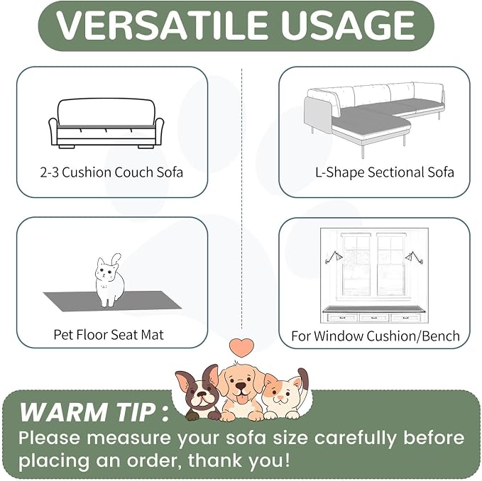OTOB Dog Couch Cover Washable Non Slip Pet Friendly Sofa Couch Protector | Dark Gray, 27.6" x 70.9", All Season, Soft Fuzzy Plush, Sofa Covers for Pets, Breathable, Thick Wear-Resistant, Skin Friendly - Image 8