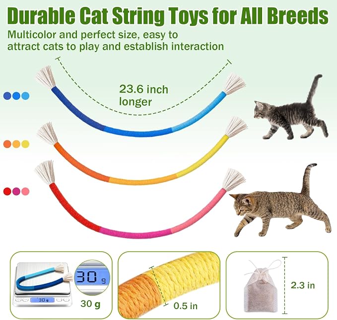 Retro Shaw Catnip Cat Toys Chew Ropes, for Indoor Cats Chew Kicker, 23.6" | Natural Catnip, Durable Safe Teeth Cleaning Chew Toy String, Kitten Nip Kitty Kicking, Interactive Fun, 3 Pack - Image 4