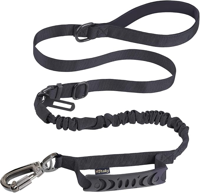 Hotsky Tactical Bungee Shock Absorbing No Pull Dog Leash,Blue Camo,4-6FT | Heavy Duty for Medium Large Dogs That Pull up to 660 lb,with Padded Double Handle ＆ Car Seatbelt,360°Rotating Locking Clasp by Hotsky