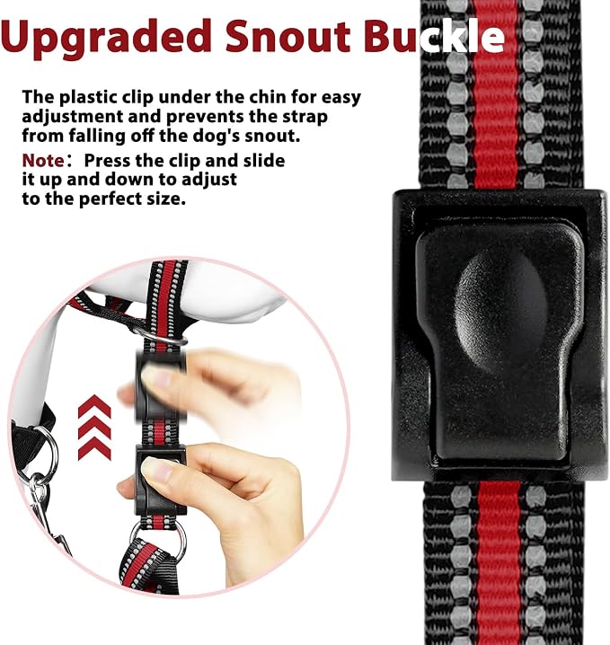 BARKLESS Soft Dog Head Collar, Patented Padded No Pull Head Halter, Training Nose Leash with Safety Link for Medium Large Dogs, Adjustable Muzzle Leash, Easy Control for Walking (M, Red) - Image 5