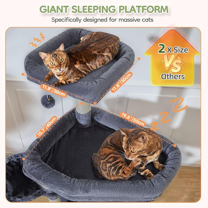 Taoqimiao 79in Cat Tree, Tall Large Cat Tower for Indoor Adult Cats S10G | Easy assembly, Sturdy, Multi Level, Easy Clean, Cozy Condo, Perches, Baskets, Suitable for Kittens and Adult Cats - Image 6