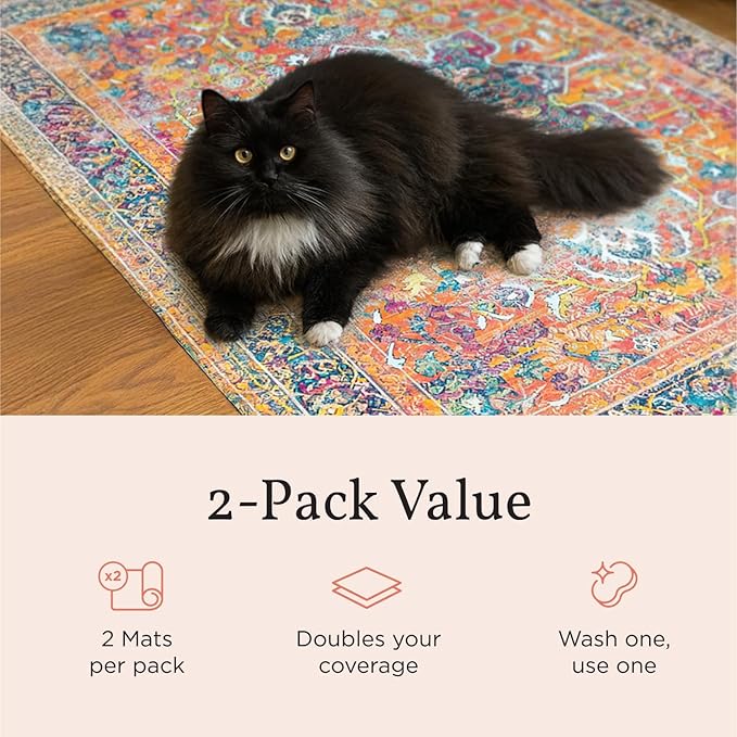 Lovewag Cat Litter Mat, Litter Box Mat, Sage Forest, 36x48, 2 Pack | Washable litter mat cover, kitty litter mat & cat mat for litter box, litter trapping mat, prevents tracking, multi-cat - Image 4