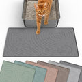 Cat Litter Mat Small 18.9x11.8in, Dark Grey Silicone Rubber Scatter Control Kitty Litter Box Trapping Mat, Waterproof Easy to Clean, Odorless Pet Supplies, Indoor Cat Essentials by OHMO