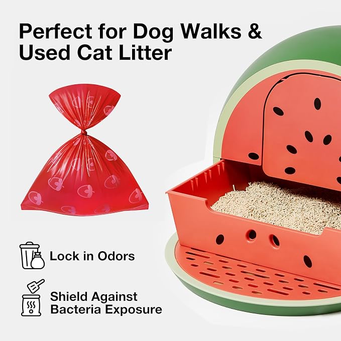 VETRESKA Strawberry Scented Dog Poop Bags, Leak Proof, 540 Counts | Extra Thick and Large Pet Waste Bags for Dogs Walking and Cat Litter, 36 Rolls - Image 5