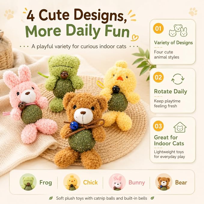 Cat Toys with Catnip Kitten Chew Bite Supplies Boredom Relief Fluffy Kitty Teeth Cleaning Chewing Cat Lovers Interactive Plush Gift (New Rabbit) - Image 7