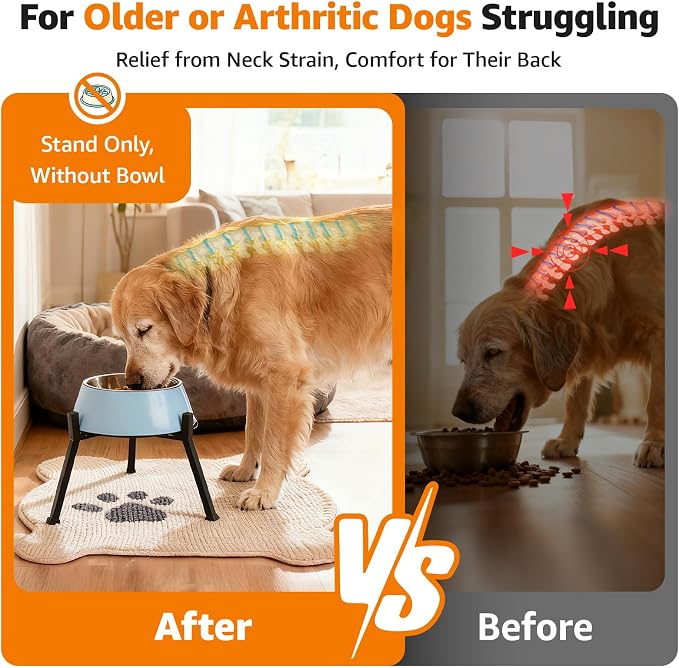 LOOBANI Elevated Dog Bowl Stand Adjustable 8.2"-11" Width for Large Seniors | for Senior & Arthritic Dogs, Reduces Neck Strain, Non-Slip Rubber Feet, Rust-Proof Stand, Easy Clean - Image 5