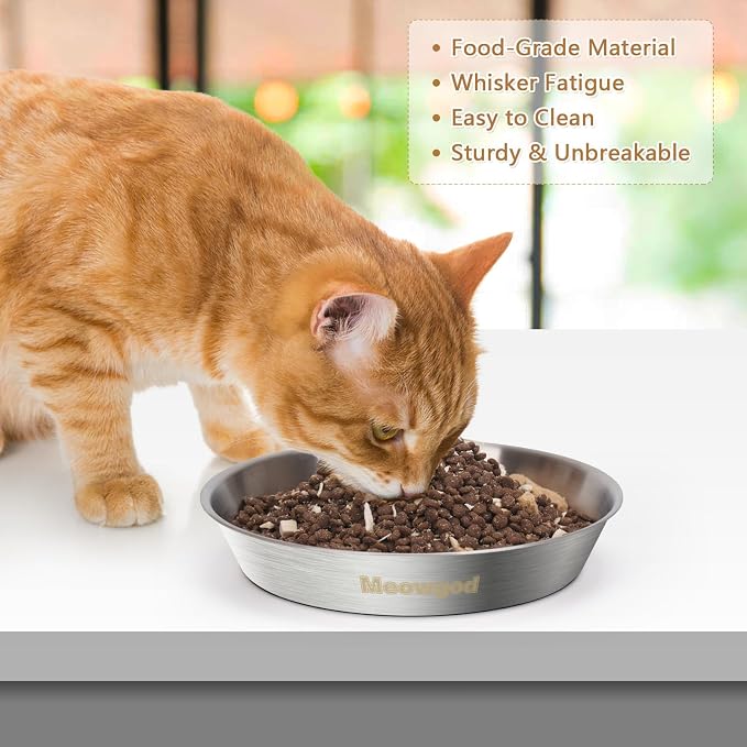 Cat Bowls,6.7" Extra Wide Stainless Steel Cat Food Bowls Whisker Friendly Water Dishes Plates for Cats and Small Dogs Good for Wet and Dry Food(2pack) - Image 3