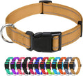 TagME Large Dog Collar, Reflective Nylon Collar, Khaki, 1.25" Width | Soft Nylon Dog Collar With Reflective Stitching for Night Walks, Adjustable Fit, Quick-Release Buckle for Easy On & Off by TagME